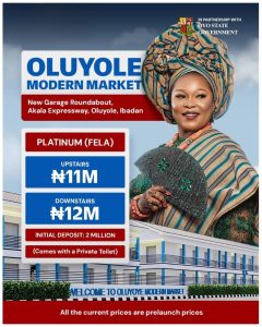 profitable commercial investment in Ibadan - Platinum shops with private toilets at Oluyole Modern market Ibadan available for sale