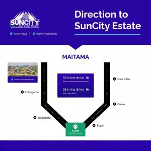 Direction/location of SunCity Green and Smart Estate Karshi, Abuja 