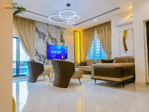 Fully furnished living room at Avana Phase 2: Homes for Sale in Lekki