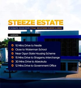 Landmarks of Steeze Estate: Affordable Land for Sale in Kobabe Ogun State 