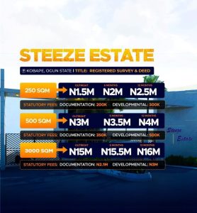 Steeze Estate Price Details - Affordable Plots of Land for Sale in Ogun State 