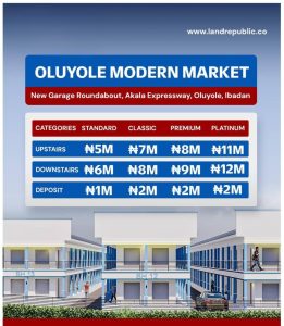 Oluyole Modern Market - profitable commercial investment in Ibadan. Shops for sale