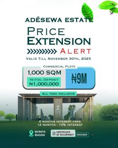 Adéséwa Estate Moniya Ibadan - 1000 SQM available for sale