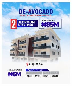 De Avocado Smart & Luxury Homes 2 bedroom apartment available for sale in Lagos 
