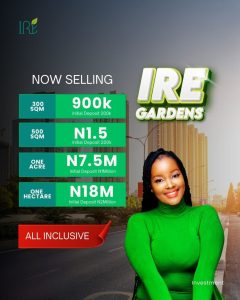Price list of Ire Gardens affordable land for sale in Owode