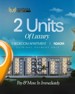 2 units of 3 bedroom apartment for sale at Mufasa Apartment estate in Ikate Lekki Lagos Nigeria