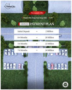 Payment plan for plots in Nkem City 