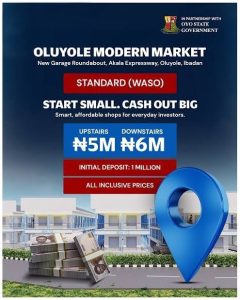 Standard Shops at Oluyole Modern market - profitable commercial investment in Ibadan