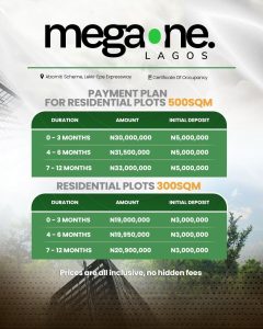 MegaOne Lagos Land for Sale Along Lekki-Epe Expressway
