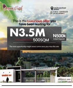 Omoluabi Estate Affordable Land 500 SQM Plots of land for sale in Ibadan Oyo State Nigeria. Buy and build
