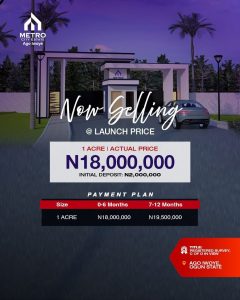 1 Acre land available for sale at Metro city estate 