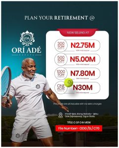 Ori Ade Estate Ogun State - Affordable residential and commercial plots of land for sale in Ogun State