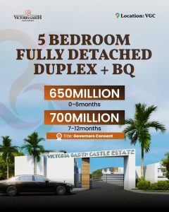 5 Bedroom Duplexes with BQ and Swimming Pool available for Sale at Victoria Garth Castle VGC Lekki Lagos