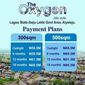 Payment plan for The Oxygen Estate Ibeju Lekki