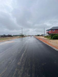 Tarred road at Ajé Gardens Estate Lagos - Plots of land for sale