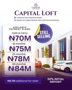 Capital Loft Lekki - 3 Bedroom semi detached Duplexe for sale in Lagos 