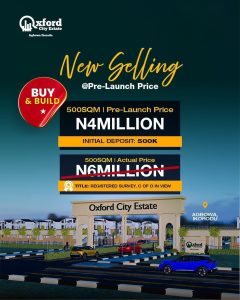 500 SQM land for sale at Oxford City Estate Agbowa Ikorodu Lagos