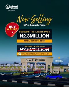 Affordable 300sqm plots of land for sale at Oxford City Estate Lagos