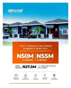 3 Bedroom Bungalows for sale at Almond County Homes Mowe Town Ogun State 
