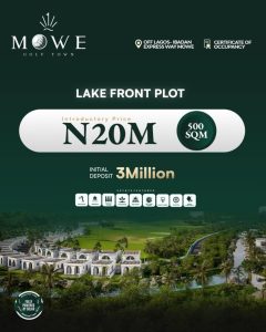 Mowe Golf Town Lake Front Plot plots of land available for sale in Ogun State