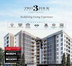 TWO3FOUR Residence premium apartments 1 and 2 bedroom apartments for sale in Lekki phase 1 with fitted kitchen, smart home features, gym and swimming pool 