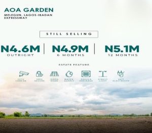 AOA Garden Melegun plots of land for sale in Ogun State along Lagos-Ibadan Expressway 