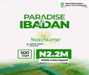 Sunstone City Estate Ibadan Land for Sale in Oyo State. Buy and build