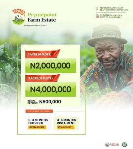 PrymePoint Farm Estate - Affordable Agricultural farmlands for sale in Ogun State 