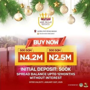 Ade Prime Estate Plots of Land for Sale in Lagelu Ibadan Oyo State Nigeria
