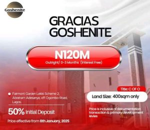 Gracias Goshenite luxury land for sale in Lekki Scheme 2 Abraham Adesanya Lagos